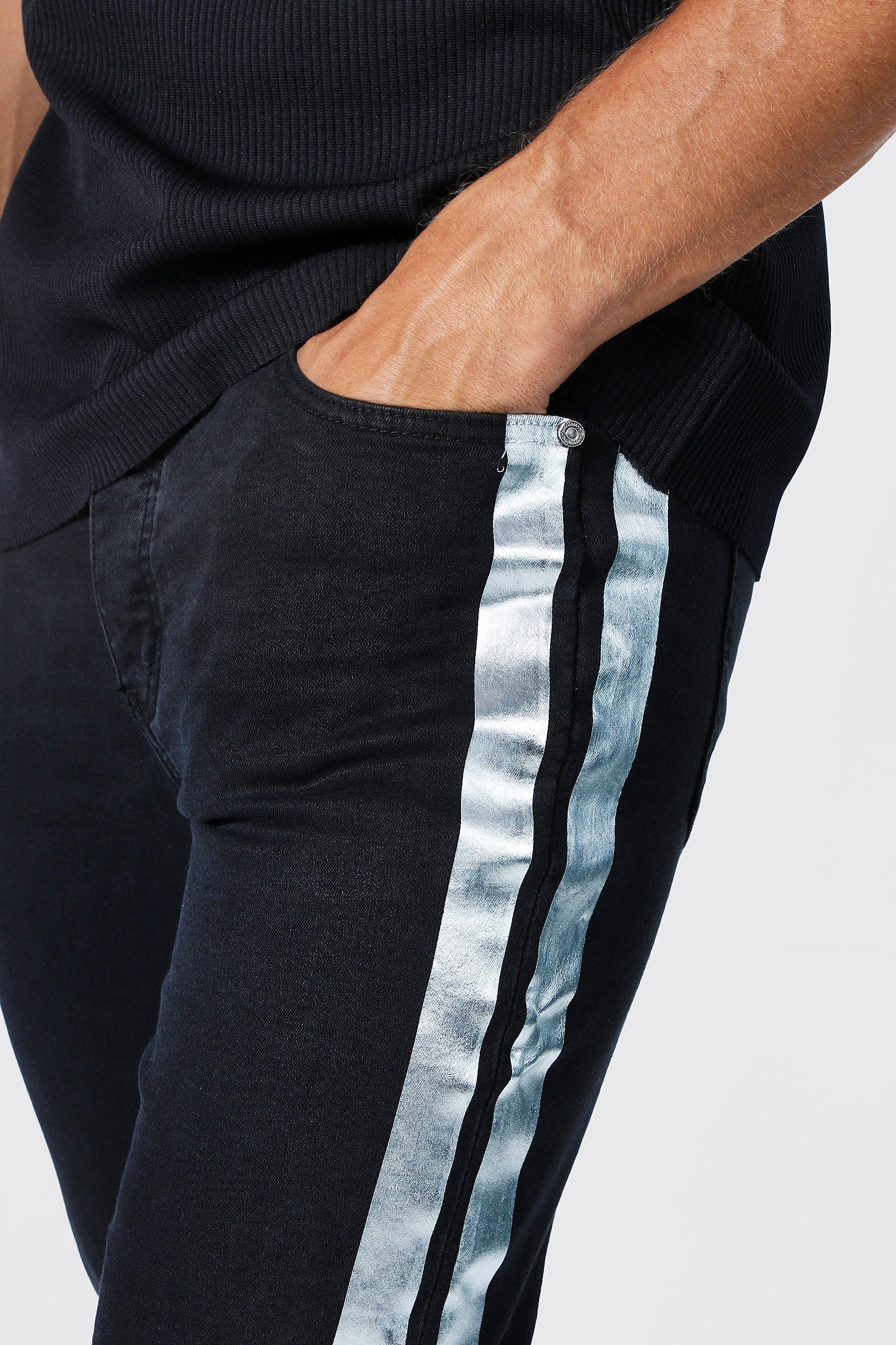 Black striped best sale jeans mens